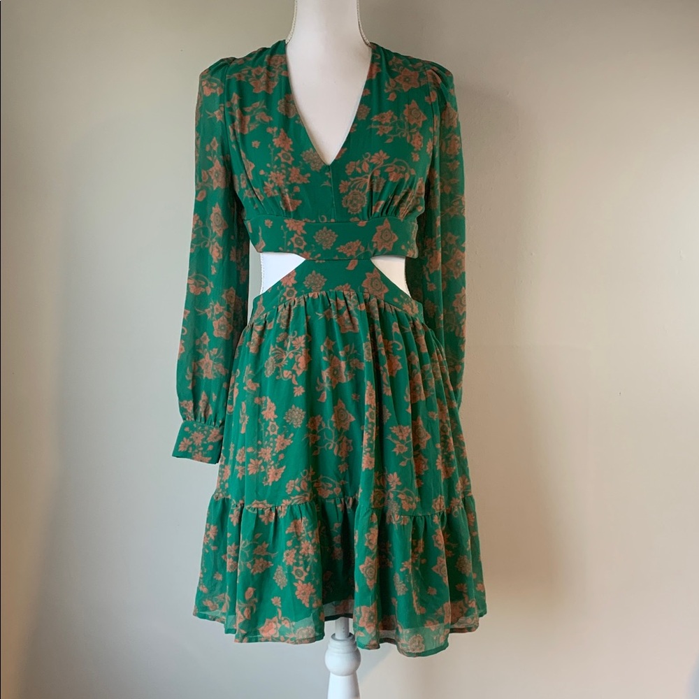 Boho Chic Green Cut Out Dress Sz M